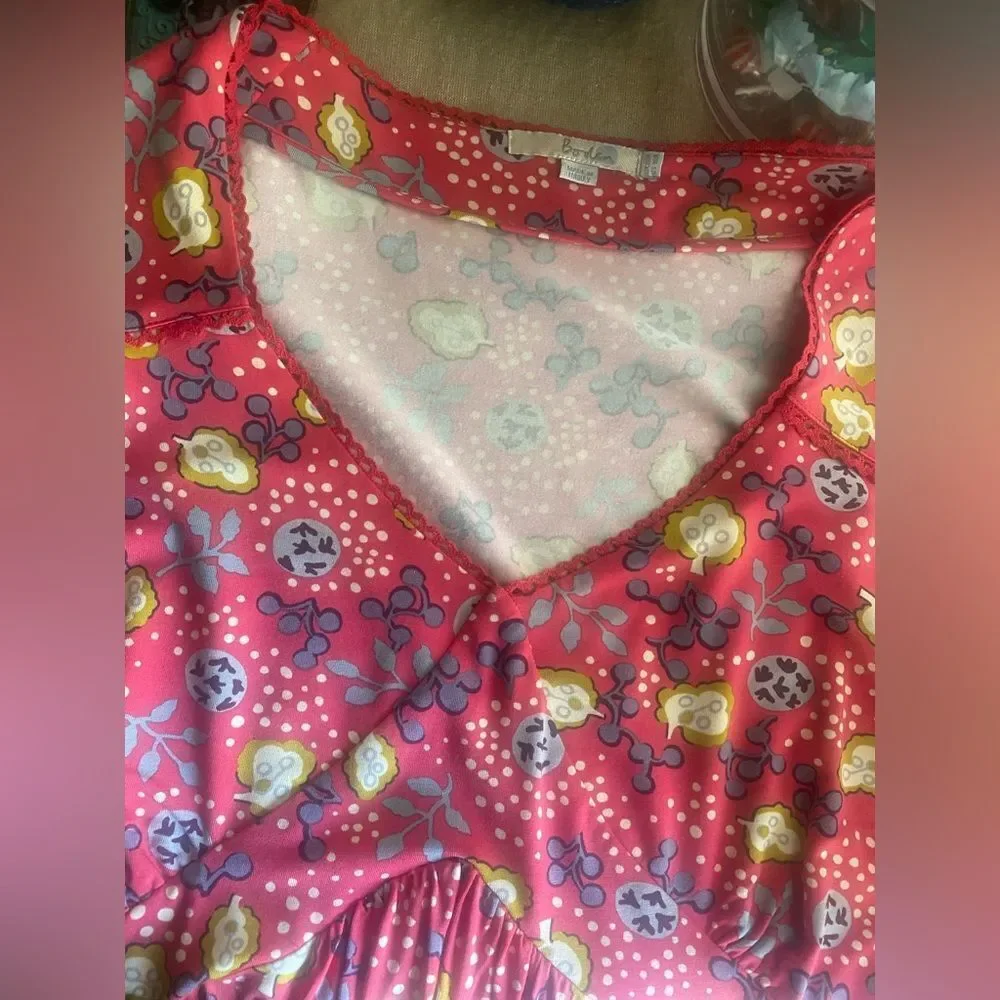 Boden SZ 16R Jersey Pink Floral Dress V Neck NEW - Picture 5 of 10